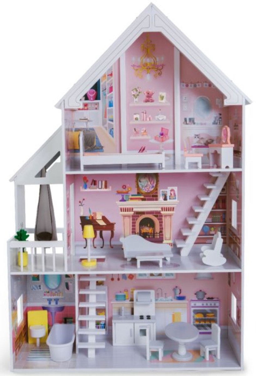 Houten poppenhuis Liselle met ledverlichting